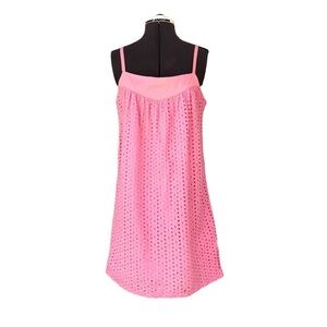 Roxy Cotton Adjustable Straps Eyelet Lined Pink Dress M